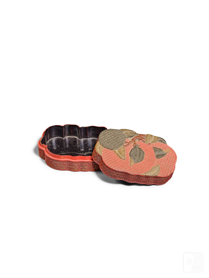 清十八至十九世紀 剔彩雙荔枝式蓋盒 | A CARVED POLYCHROME LACQUER 'LYCHEE' BOX AND COVER - 图6